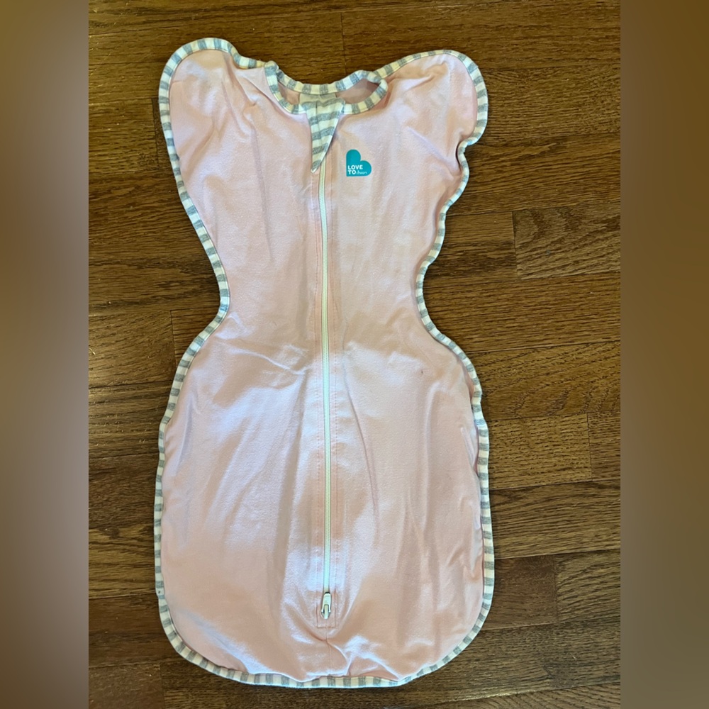 Love to Dream Pink Swaddle with Gray Trim